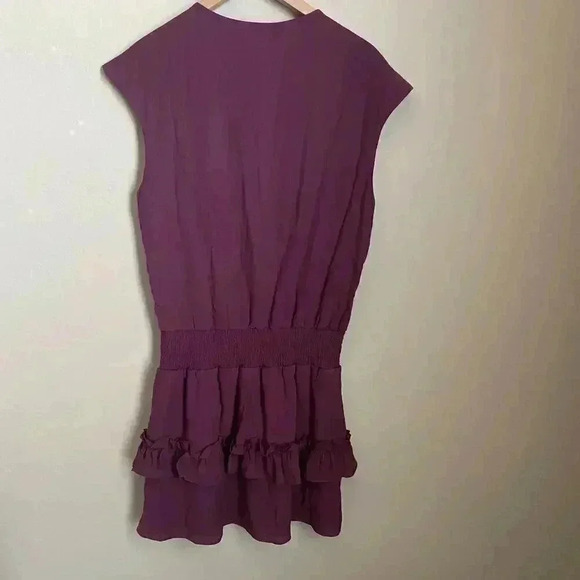Escada Smocked Ruffle Dress Maroon Size Small - Picture 8 of 11